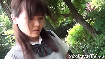 A Young Japanese Schoolgirl Indulges In Solo Play With Her Intimate Area Under Her Panties